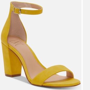 INC from Macy’s 2-piece heeled dress sandals, Size 7, Yellow